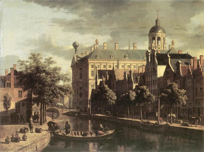 BERCKHEYDE, Gerrit Adriaensz. Amsterdam, the Nieuwezijds near the Bloemmarkt Sweden oil painting art